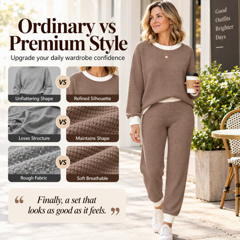 Women's Casual Waffle Knit 2-Piece Set