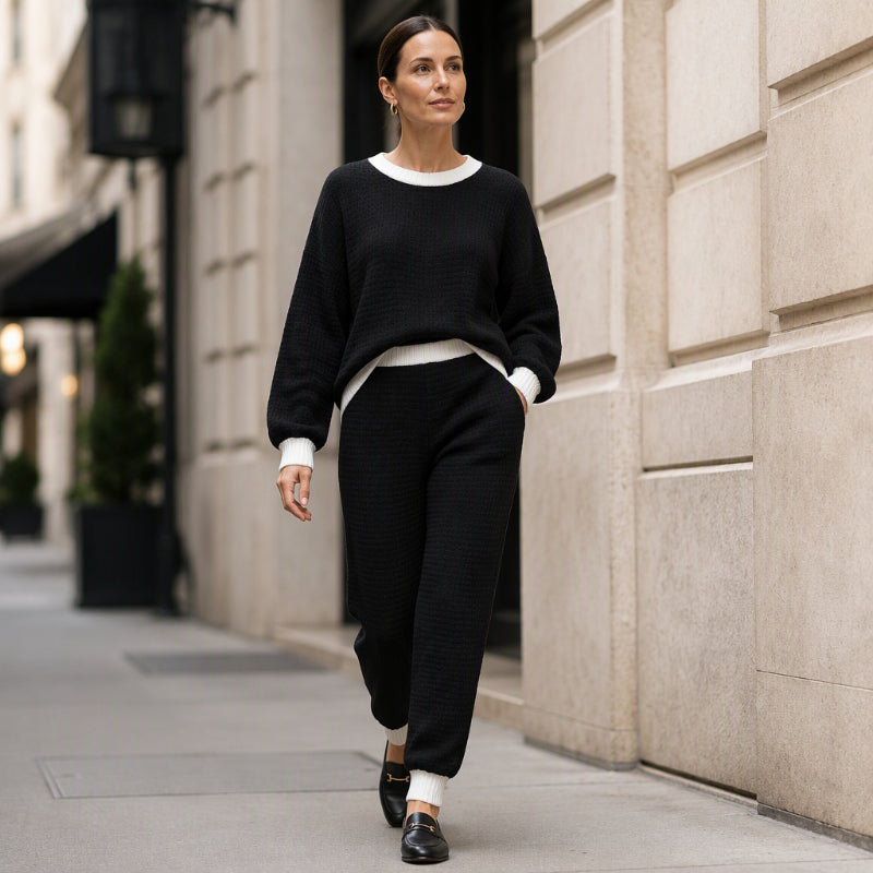 Women's Casual Waffle Knit 2-Piece Set