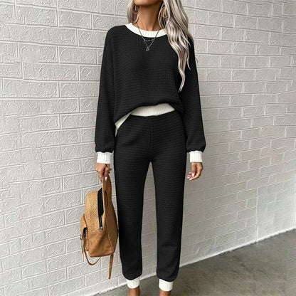 Women's Casual Waffle Knit 2-Piece Set