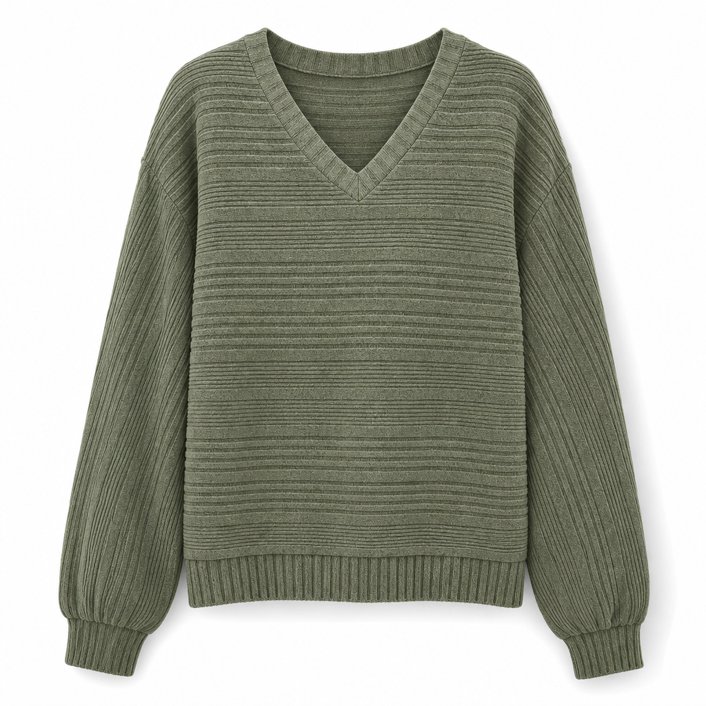 Women's Casual Long Sleeve V-Neck Top