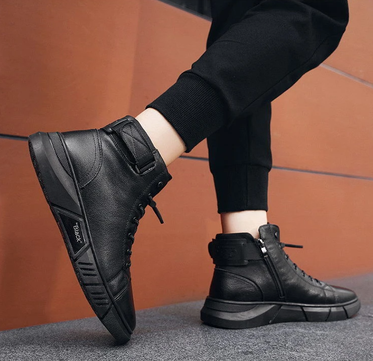 High quality high boots leather shoes