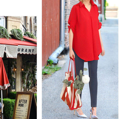 Street Fashion Women's V-neck Casual Loose Comfy Shirt