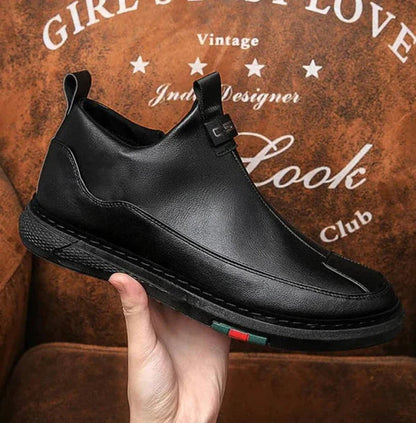 BLACK ZIP CASUAL LEATHER SHOES FOR MEN