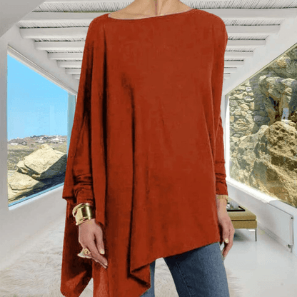 Women's Long-sleeved Solid Color Pullover T-shirt