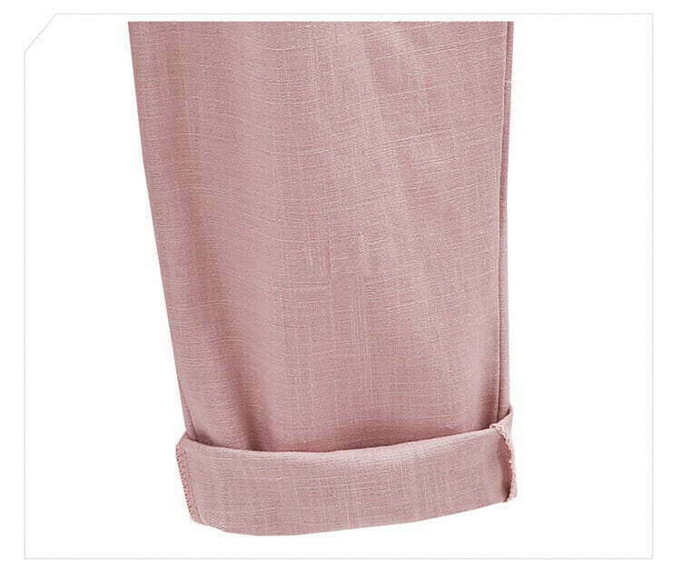 Women's trousers with elasticated waistband in plain colour / seven-quarter trousers