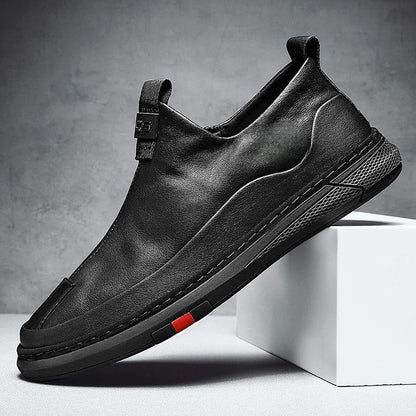 BLACK ZIP CASUAL LEATHER SHOES FOR MEN