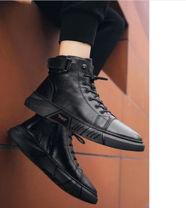 High quality high boots leather shoes