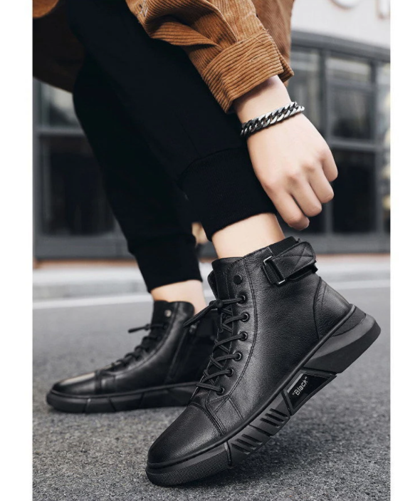 High quality high boots leather shoes