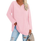Women's loose long sleeve fashion V-neck knit top
