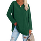 Women's loose long sleeve fashion V-neck knit top