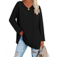 Women's loose long sleeve fashion V-neck knit top