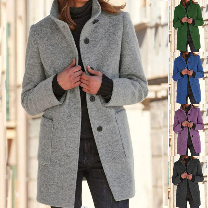 Vintage Buttoned Stand-Up Collar Sweater Jacket