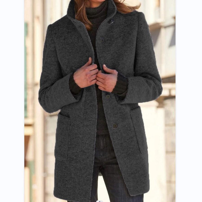 Vintage Buttoned Stand-Up Collar Sweater Jacket