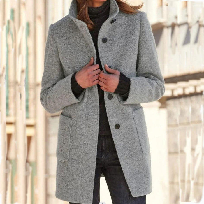 Vintage Buttoned Stand-Up Collar Sweater Jacket