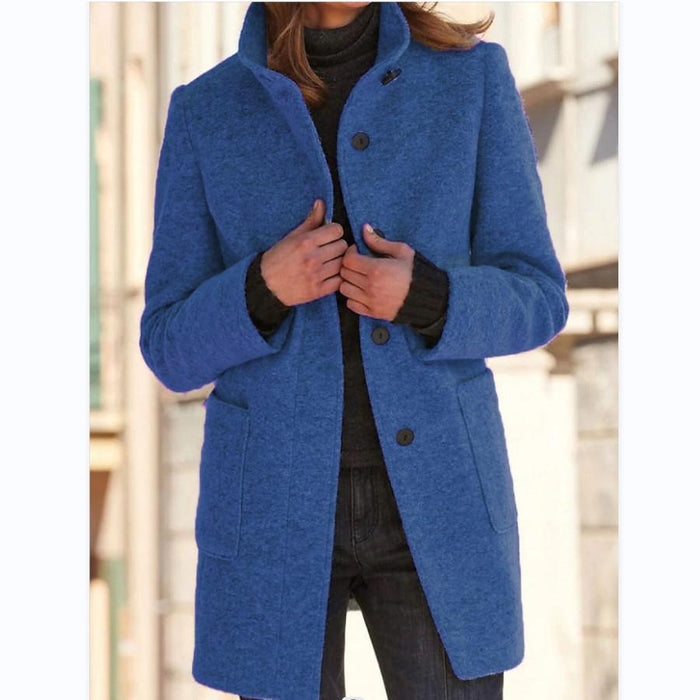 Vintage Buttoned Stand-Up Collar Sweater Jacket