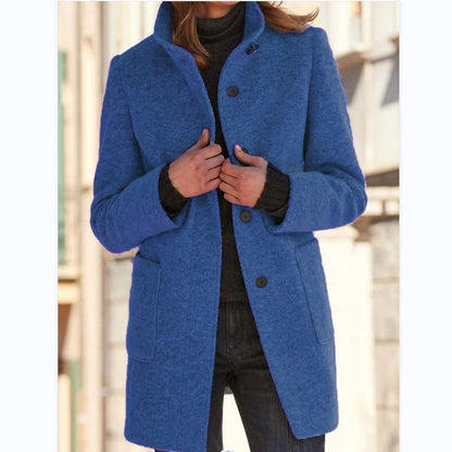 Vintage Buttoned Stand-Up Collar Sweater Jacket