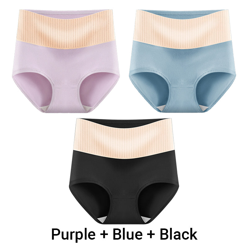 （3pcs） Women's High Waisted Breathable Antibacterial Soft Underwear