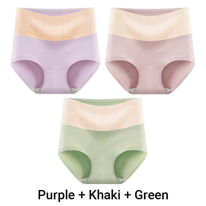 （3pcs） Women's High Waisted Breathable Antibacterial Soft Underwear