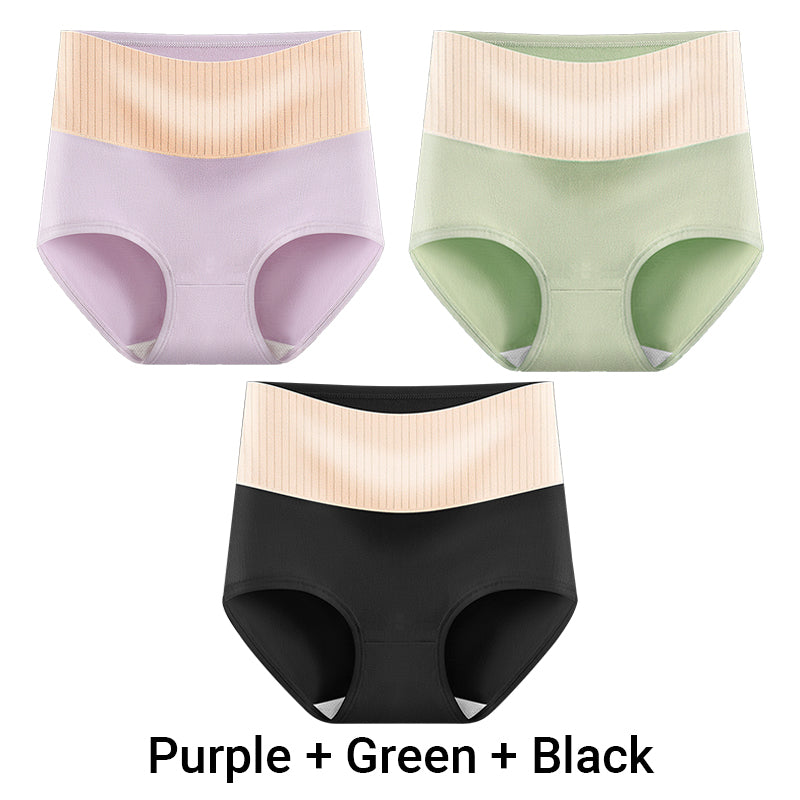 （3pcs） Women's High Waisted Breathable Antibacterial Soft Underwear