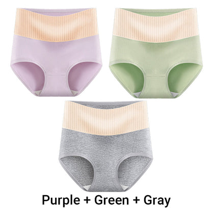 （3pcs） Women's High Waisted Breathable Antibacterial Soft Underwear