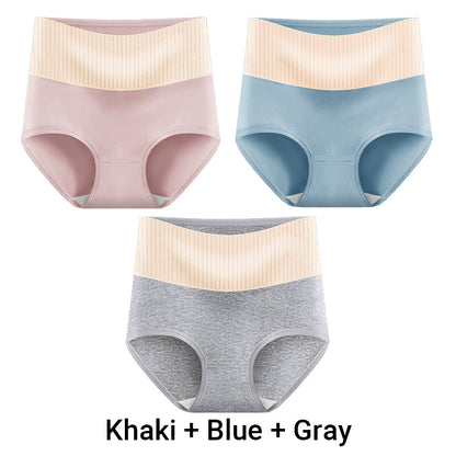 （3pcs） Women's High Waisted Breathable Antibacterial Soft Underwear