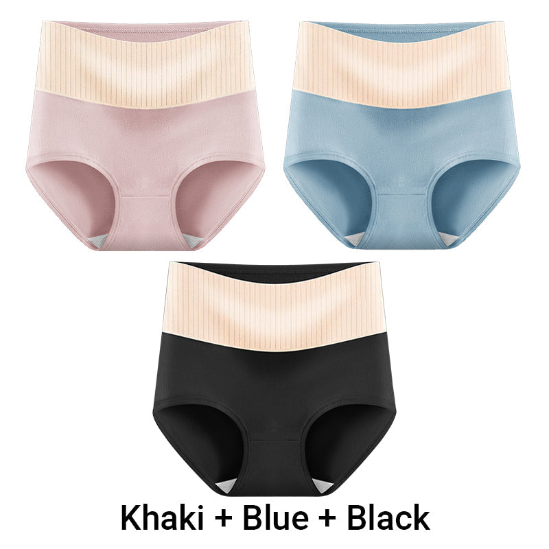 （3pcs） Women's High Waisted Breathable Antibacterial Soft Underwear