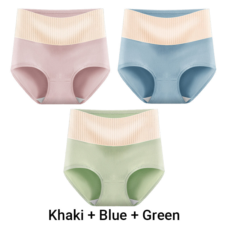 （3pcs） Women's High Waisted Breathable Antibacterial Soft Underwear