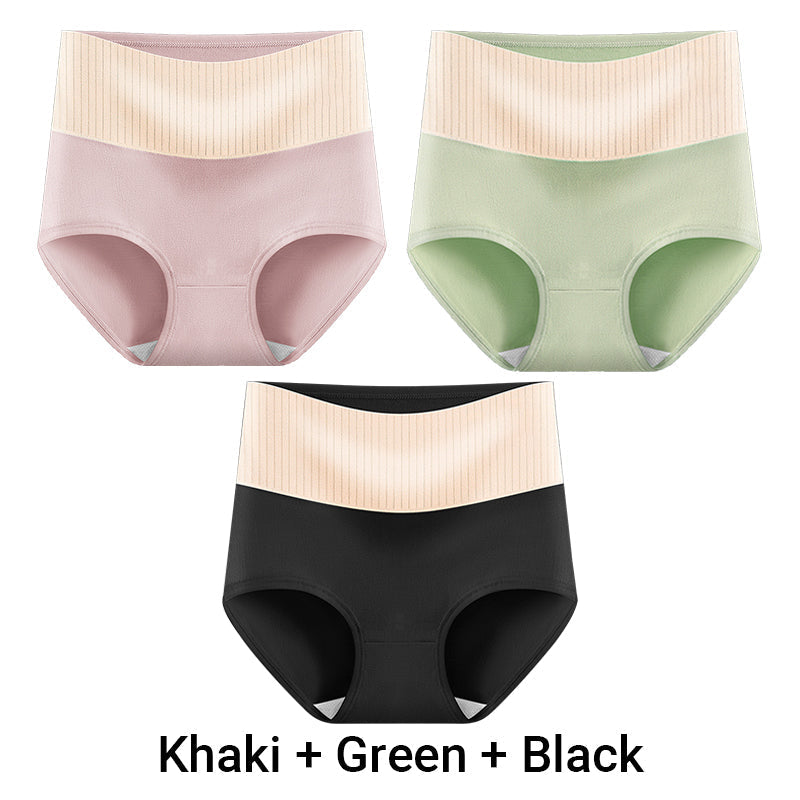 （3pcs） Women's High Waisted Breathable Antibacterial Soft Underwear