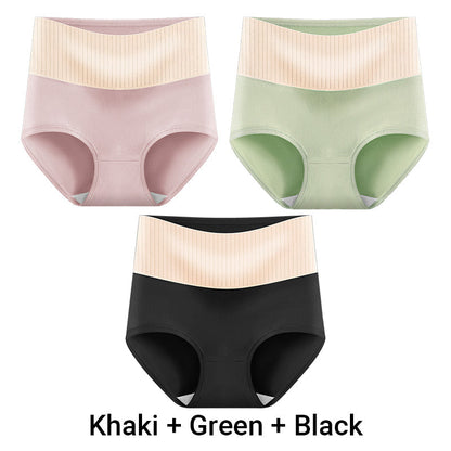 （3pcs） Women's High Waisted Breathable Antibacterial Soft Underwear