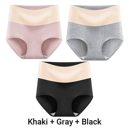 （3pcs） Women's High Waisted Breathable Antibacterial Soft Underwear