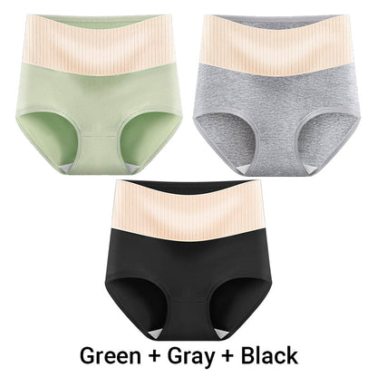 （3pcs） Women's High Waisted Breathable Antibacterial Soft Underwear