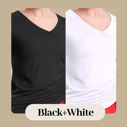 Women's Drawstring V-Neck Short Sleeve Top